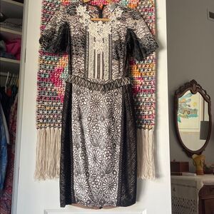 Byron Lars Black and Cream Lace Dress